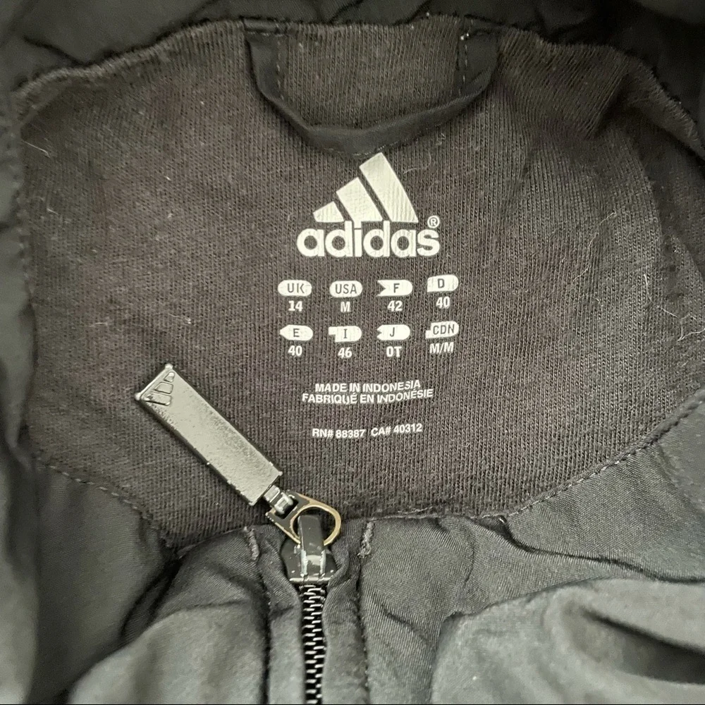 Adidas Classic 3-Stripe Zip-Up Windbreaker Black Pink Girls Size Medium (M)